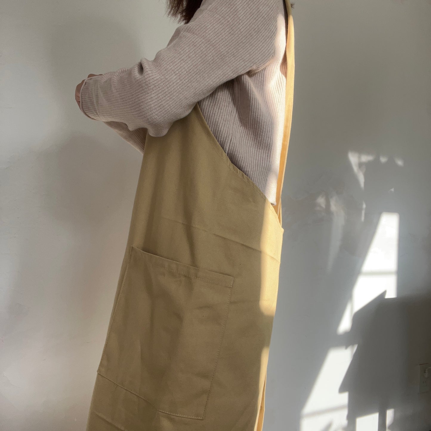 [Ready to ship] Yellow Beige Straight Apron LVS142Y Salon Work