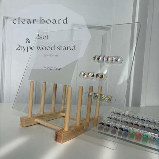 【即納品】clear board 2個セット　2type wood stand クリアボード ディスプレイ （LVS912DB LVS950W9）